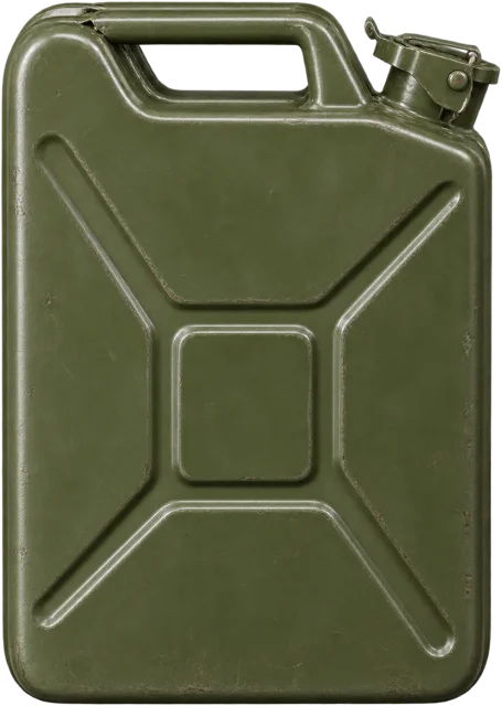 Scale illustration of 20 litre jerrycan, calibrated to its volume measurement.