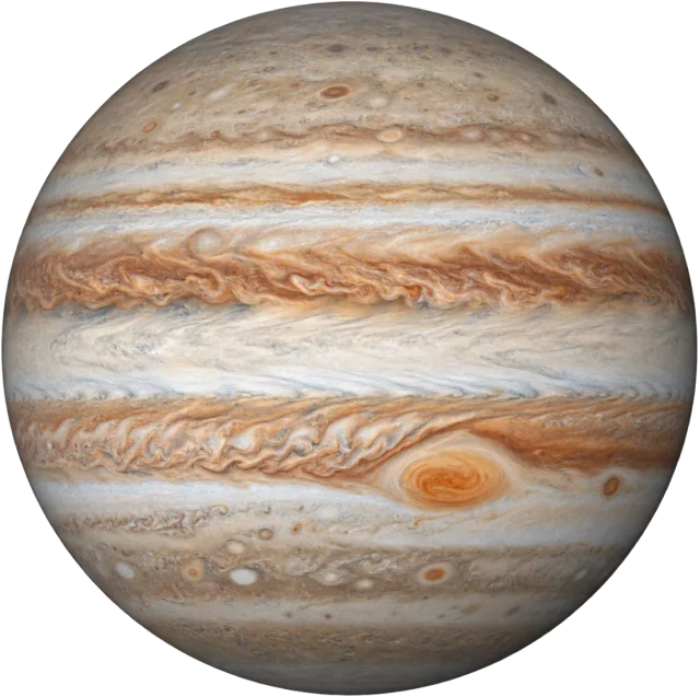 Scale illustration of Jupiter, calibrated to its mean diameter measurement.