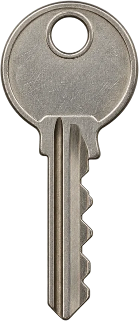 Scale illustration of Door key, calibrated to its length measurement.