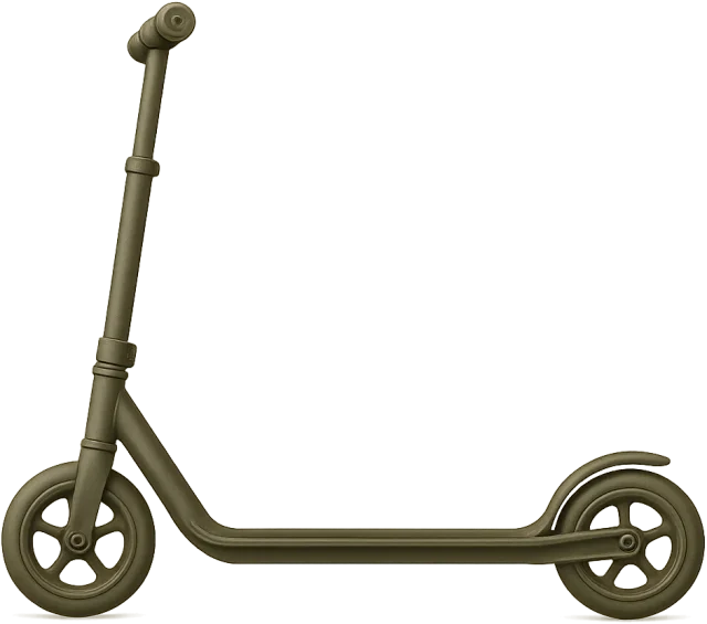 Scale illustration of Kick scooter, calibrated to its defined overall length measurement.