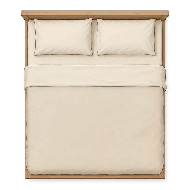 Scale illustration of King-size bed, calibrated to its length measurement.