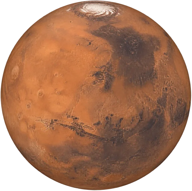 Scale illustration of Mars, calibrated to its mean diameter measurement.