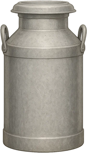 Scale illustration of Milk churn, calibrated to its defined nominal capacity measurement.