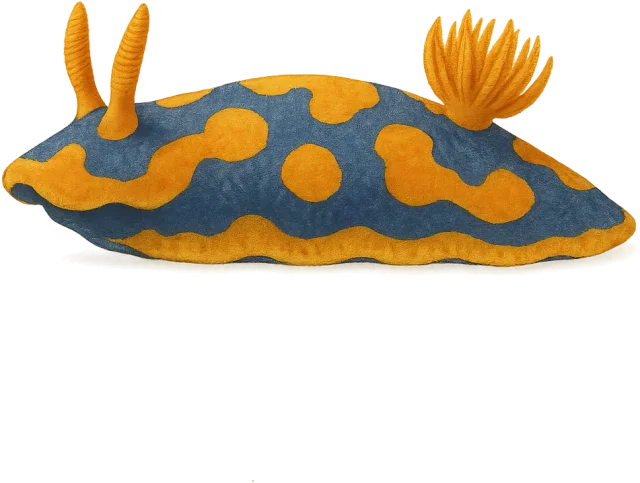 Scale illustration of Nudibranch, calibrated to its defined body length measurement.