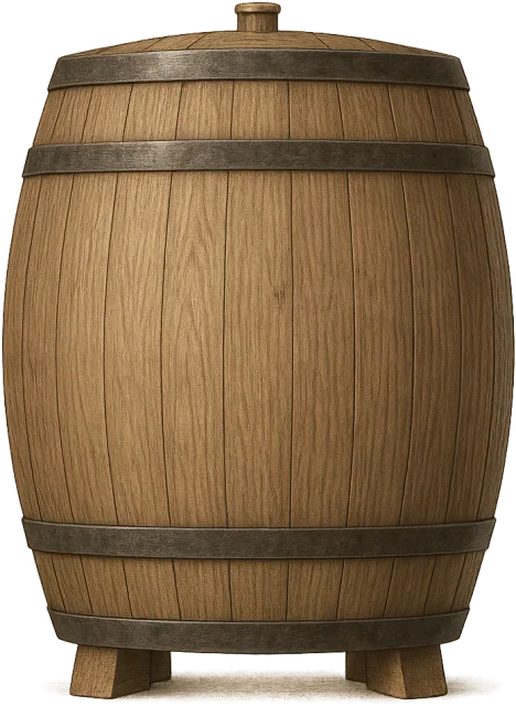 Scale illustration of Oak wine tun, calibrated to its defined nominal capacity measurement.