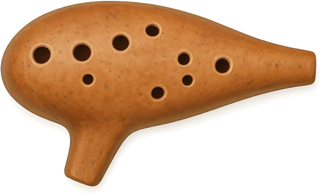 Scale illustration of Ocarina, calibrated to its defined instrument length measurement.