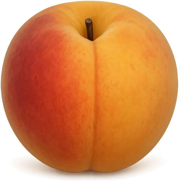 Scale illustration of Peach, calibrated to its defined fruit diameter measurement.