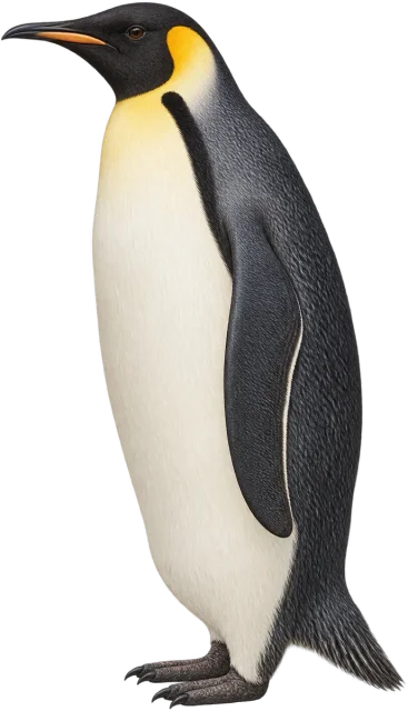 Scale illustration of Emperor penguin, calibrated to its height measurement.