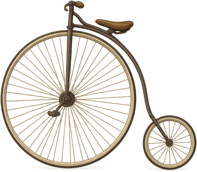 Scale illustration of Penny-farthing cycle, calibrated to its defined overall length measurement.