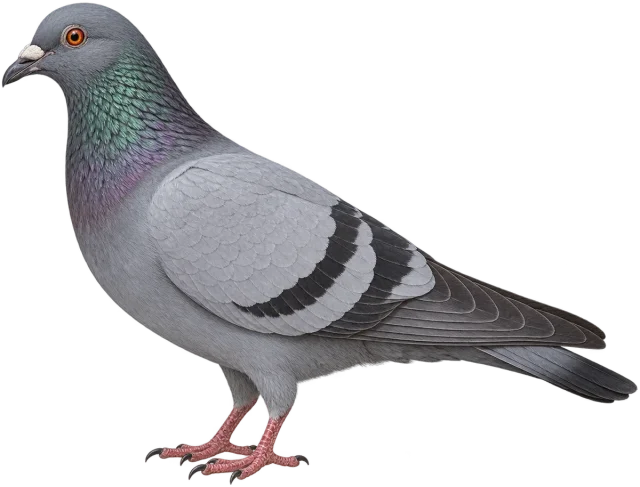 Scale illustration of Pigeon, calibrated to its length measurement.