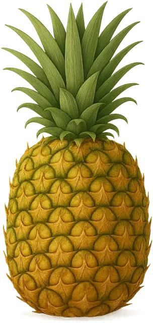 Scale illustration of Pineapple, calibrated to its defined fruit length measurement.