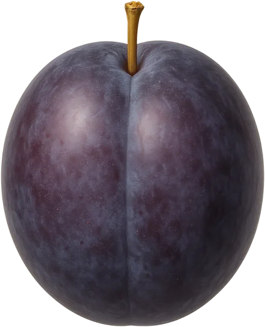 Scale illustration of Plum, calibrated to its defined fruit diameter measurement.