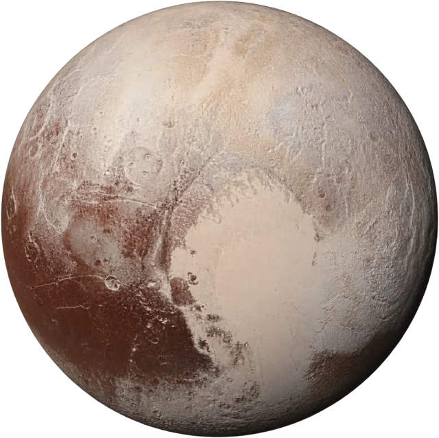 Scale illustration of Pluto, calibrated to its mean diameter measurement.