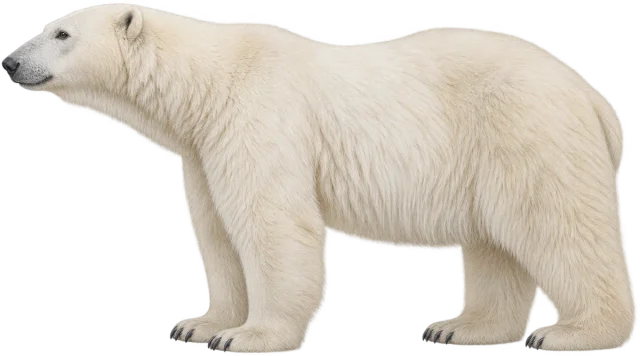 Scale illustration of Polar bear, calibrated to its length measurement.
