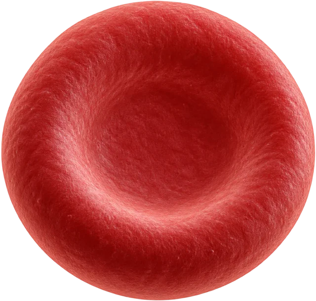 Scale illustration of Red blood cell, calibrated to its characteristic size measurement.