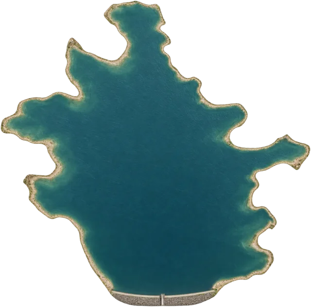 Scale illustration of 10 million litre reservoir, calibrated to its volume measurement.