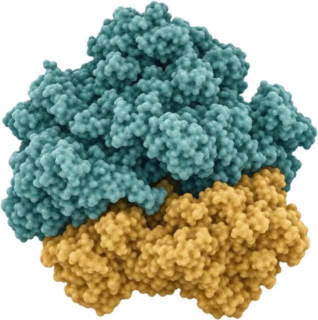 Scale illustration of Ribosome, calibrated to its characteristic size measurement.