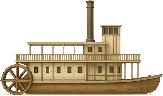 Scale illustration of River paddle steamer, calibrated to its defined hull length measurement.