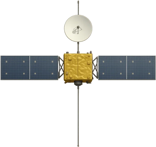 Scale illustration of Rosetta spacecraft, calibrated to its deployed solar-array span measurement.