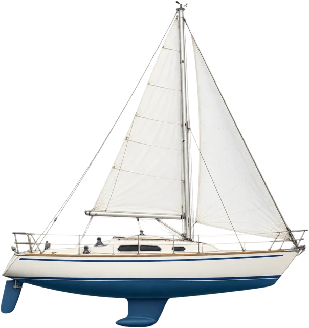 Scale illustration of Sailing boat, calibrated to its length measurement.