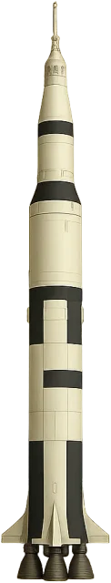 Scale illustration of Saturn V, calibrated to its overall launch height measurement.
