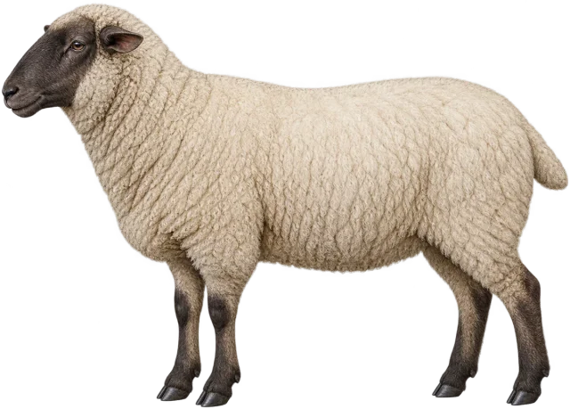 Scale illustration of Sheep, calibrated to its body length measurement.