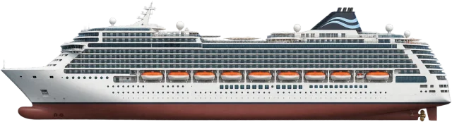 Scale illustration of Large cruise ship, calibrated to its length measurement.
