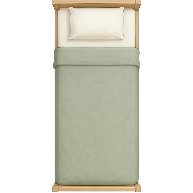 Scale illustration of Single bed, calibrated to its length measurement.