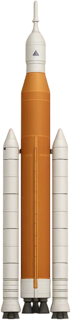 Scale illustration of Space Launch System Block 1, calibrated to its overall launch-vehicle height measurement.