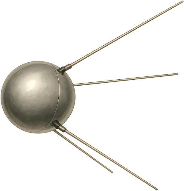 Scale illustration of Sputnik 1, calibrated to its pressurised sphere diameter measurement.