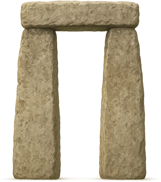 Scale illustration of Stonehenge trilithon, calibrated to its approximate reconstructed height measurement.