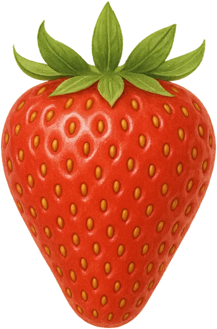 Scale illustration of Strawberry, calibrated to its defined fruit length measurement.