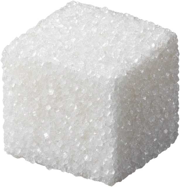 Scale illustration of Sugar cube, calibrated to its mass measurement.