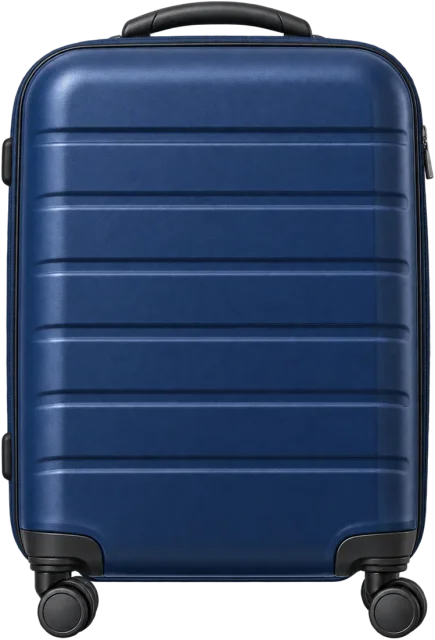 Scale illustration of 40 litre suitcase, calibrated to its volume measurement.