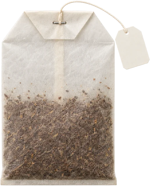 Scale illustration of Tea bag, calibrated to its mass measurement.