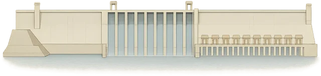 Scale illustration of Three Gorges Dam rated output, calibrated to its installed generating capacity measurement.