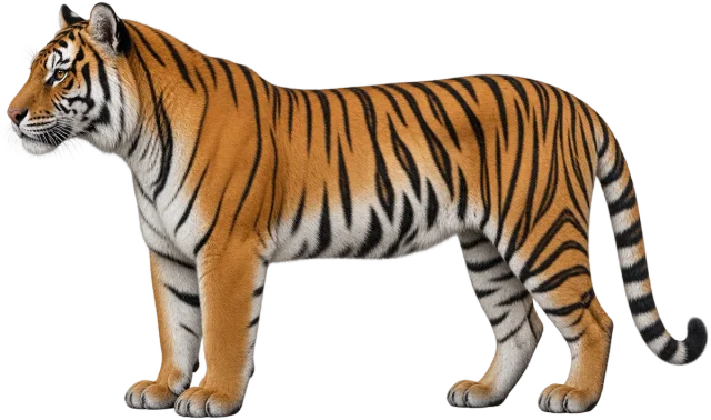 Scale illustration of Tiger, calibrated to its body length measurement.