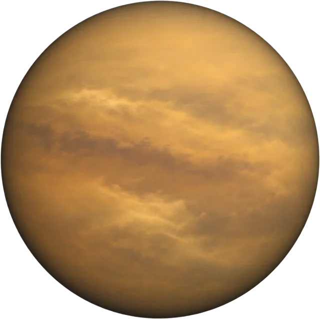 Scale illustration of Titan, calibrated to its mean diameter measurement.