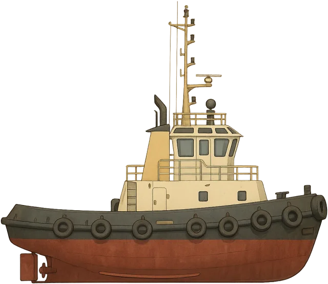 Scale illustration of Harbour tugboat, calibrated to its defined representative length measurement.