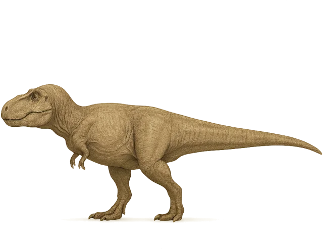 Scale illustration of Tyrannosaurus rex, calibrated to its representative adult length measurement.