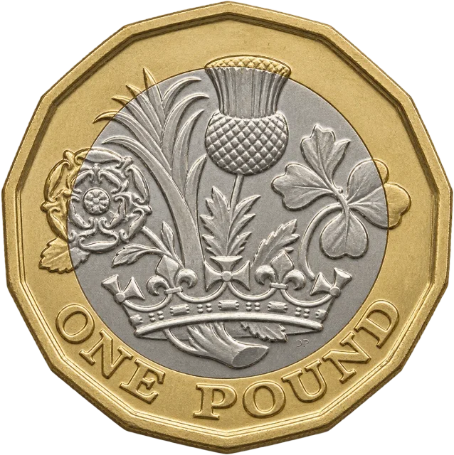 Scale illustration of £1 coin, calibrated to its diameter measurement.