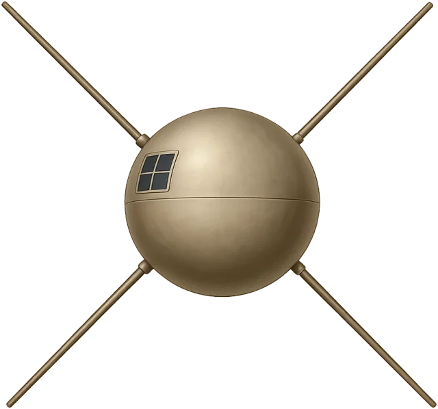Scale illustration of Vanguard 1, calibrated to its satellite body diameter measurement.