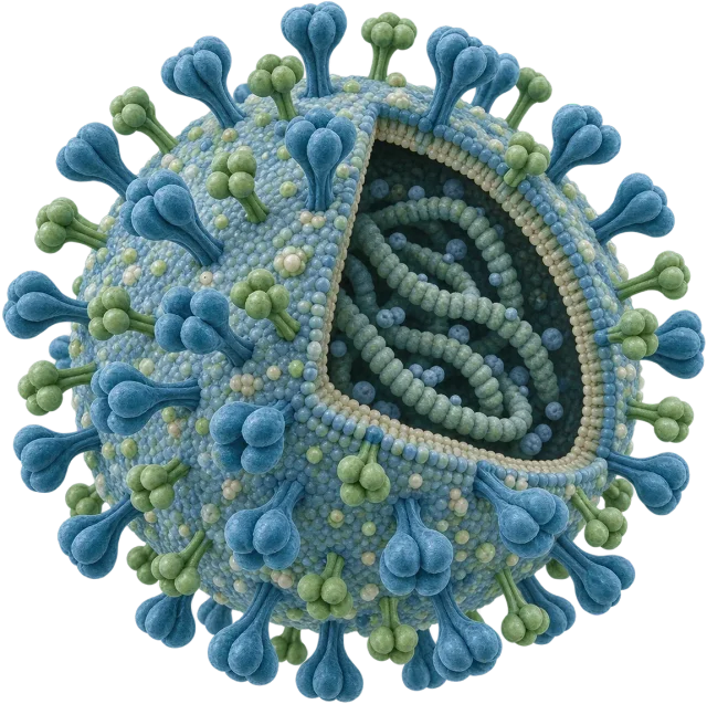Scale illustration of Virus, calibrated to its characteristic size measurement.