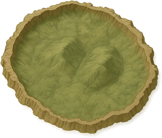 Scale illustration of Yellowstone Caldera, calibrated to its approximate long axis measurement.